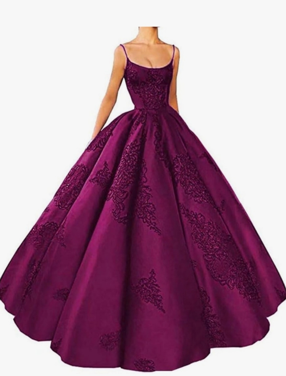 Never Worn! Elegant Purple Ball Gown Dress with Embroidered Detail
